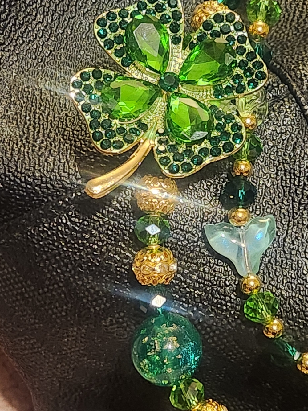 Green Clover Crystal Purse/Phone Charms